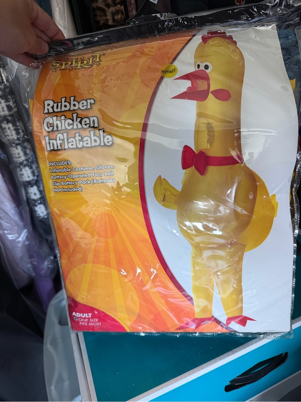 Spirit Yellow Inflatable Rubber Chicken Costume - Adult one Size